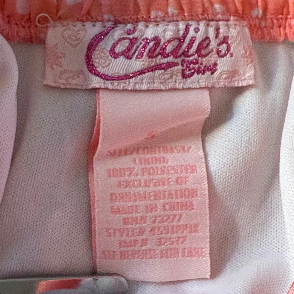 Candies‎ Girls Dress S Coral Pink Polka Dot Tiered Pleated Rosette Accent
